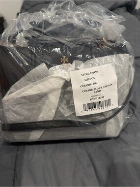 Tory Burch Black and Devon Sand Belt Bag with Gold Logo